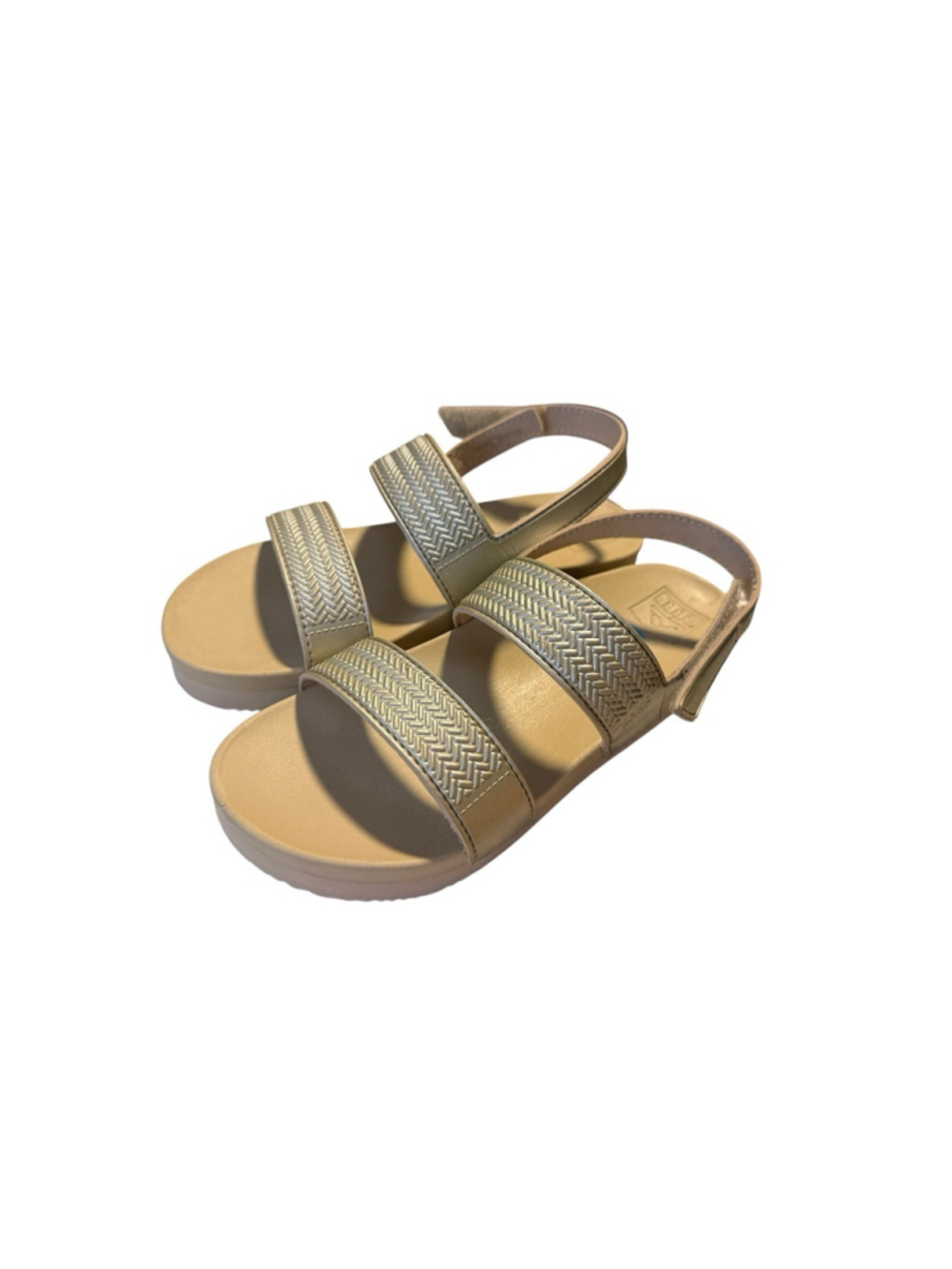 Reef Girls Sport Sandals Tan Double Strap Hook Loop Comfort Sandals Size 3 NWT